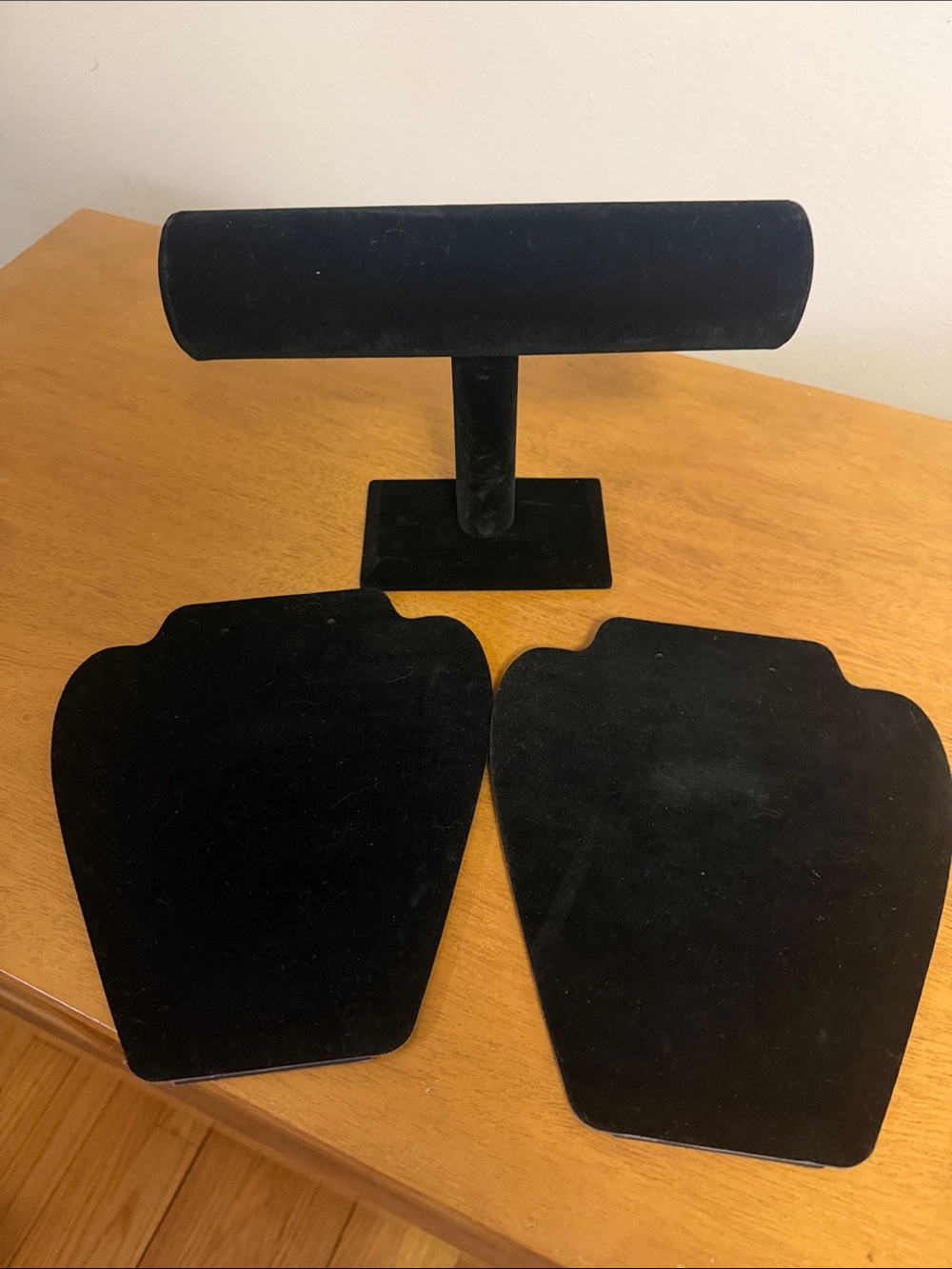 Black Velvet Jewelry Display Stand Set - Elegant Necklace & Pendant Holders